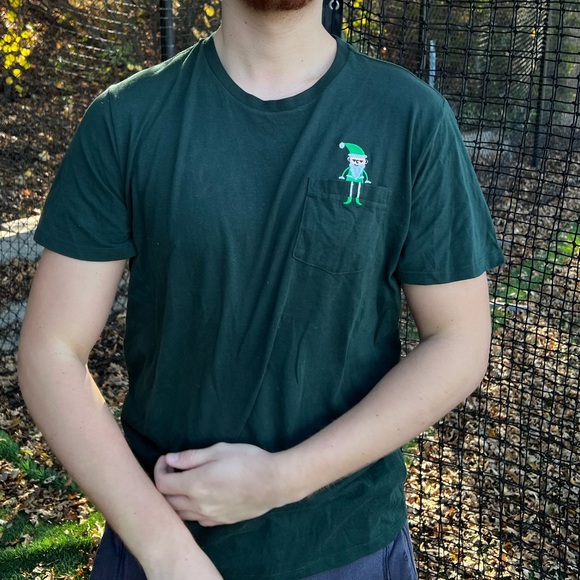 THE ELF BUDDY OMG SANTA MEN T SHIRT OLD NAVY POCKET MONSTER GREEN CHRISTMAS TREE - Picture 10 of 16